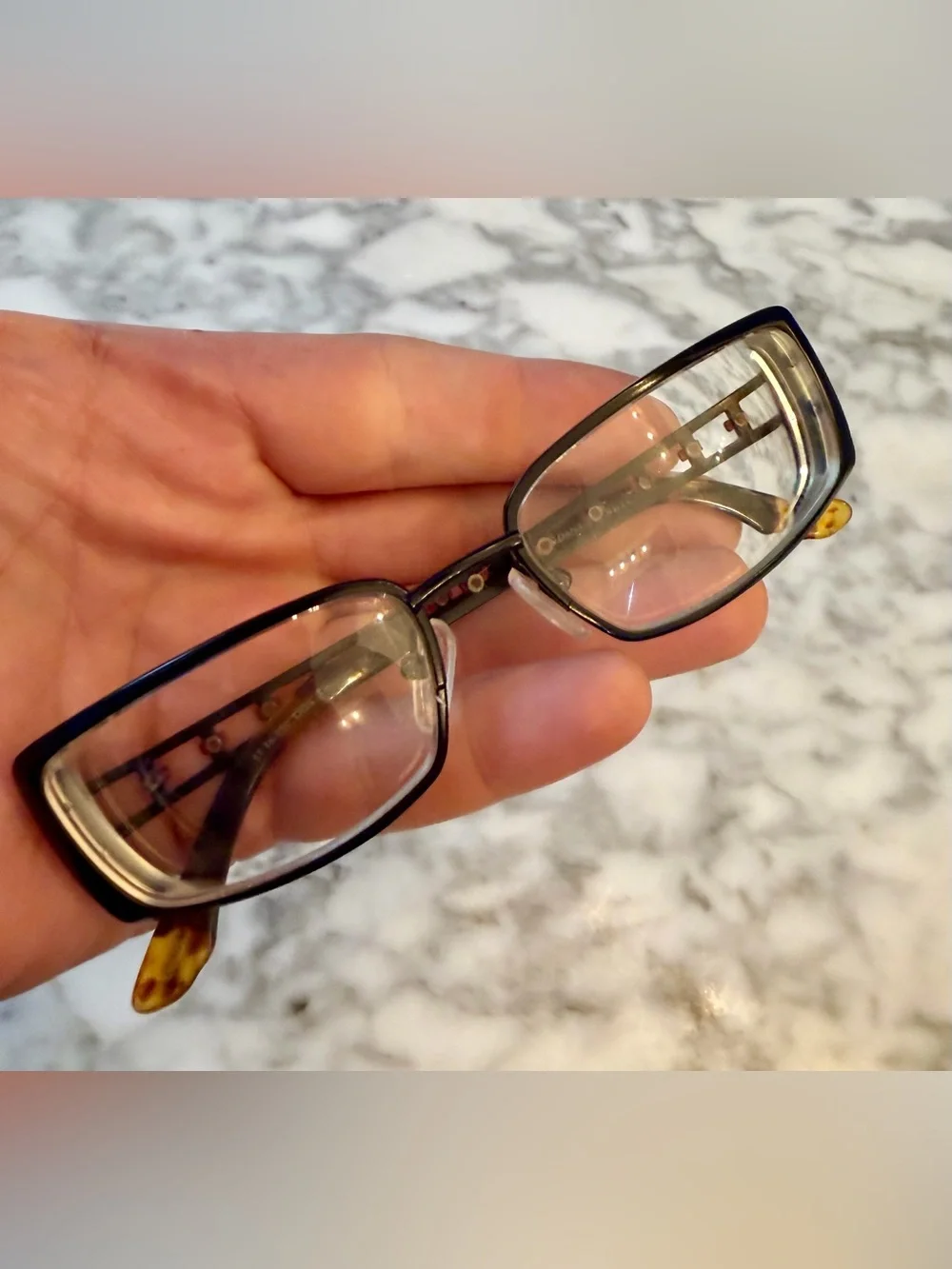 Dana Buchman Eyeglasses Frames Delta Black Titanium Crosses Tortoise 52-18-135